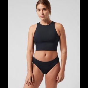 NWT-Athleta Black Conscious Crop Bikini Top, D-DD Small